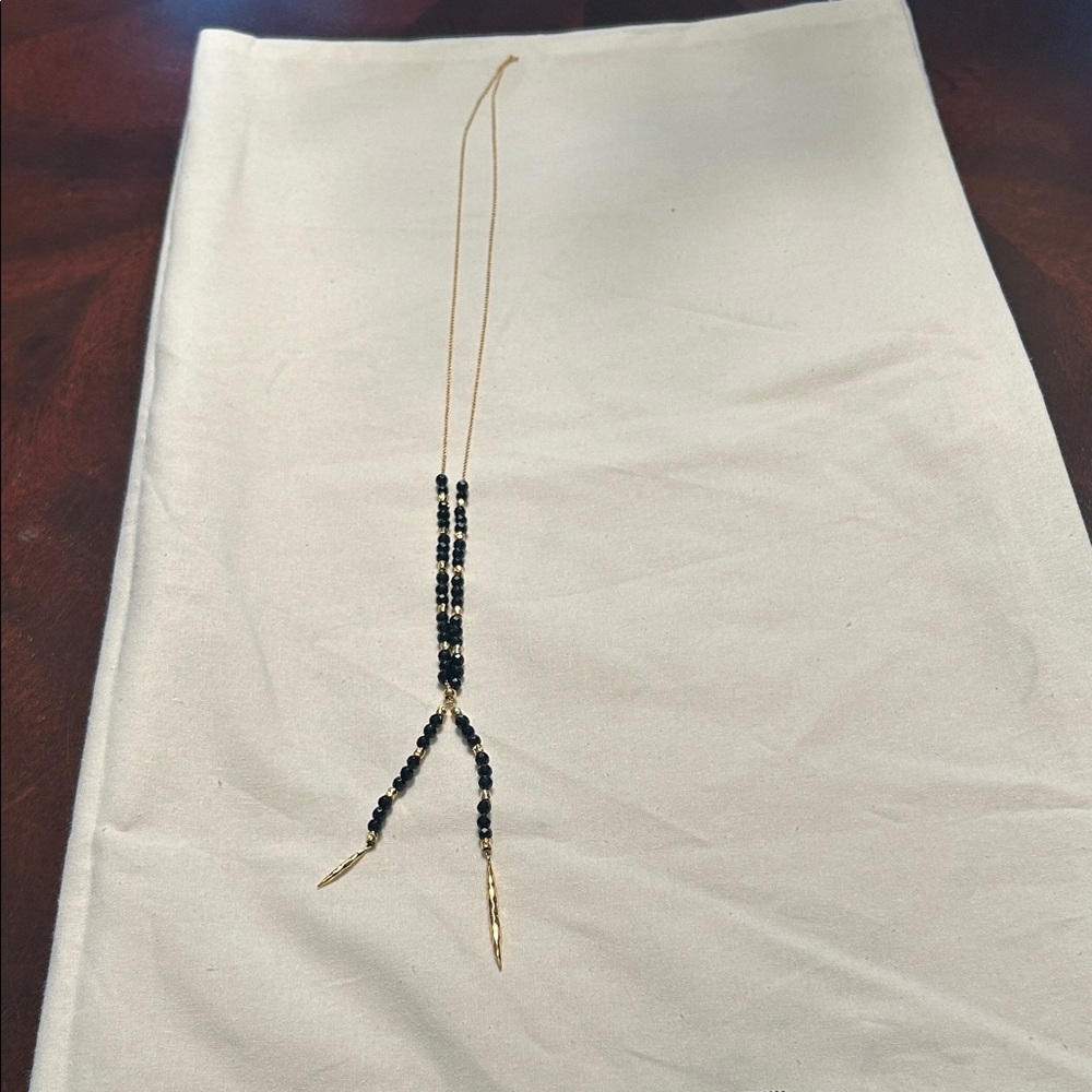 Adjustable Elegant Black and Gold Beaded Necklace